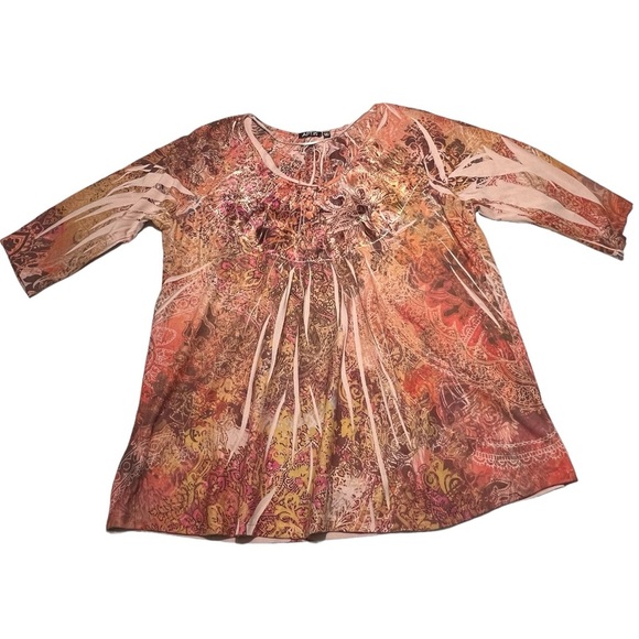 Apt.9 - Womens Boho 3/4 Sleeve Top Sz. 1X - Picture 3 of 10